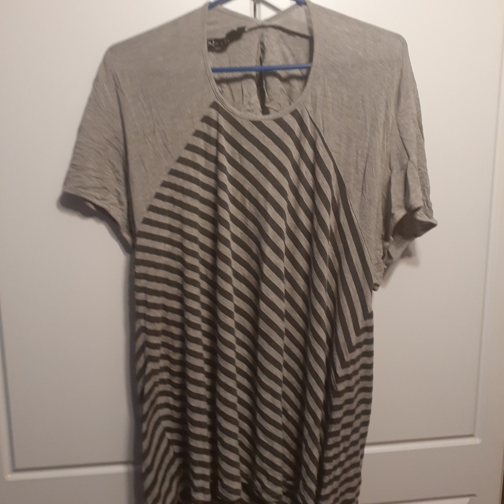 Grey Striped Top With Open Back